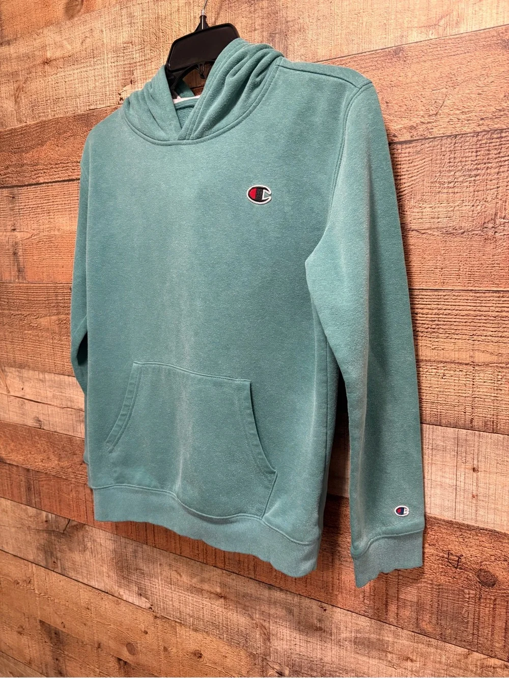 Champion Boys Hoodie Size L 14/16 Blue Green Pullover Sweatshirt K014